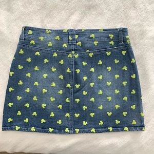 Juniors Large Denim Disney Mickey Mouse print mini skirt with free top